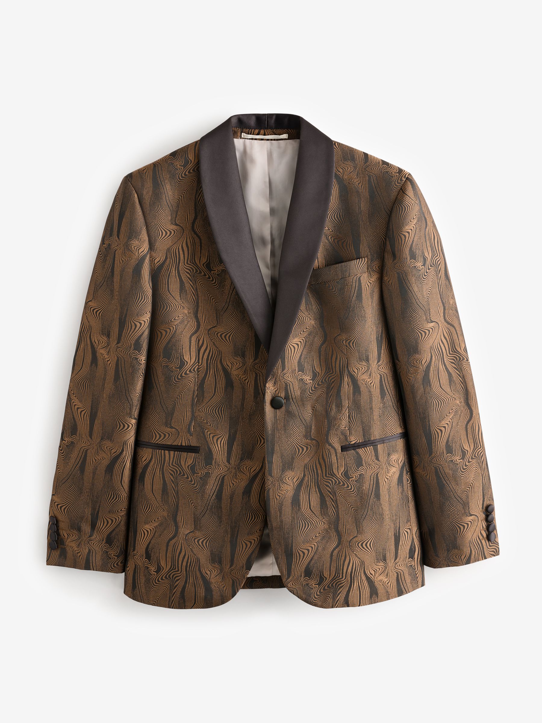 Buy Black Slim Fit Gold Jacquard Tuxedo Suit Jacket from