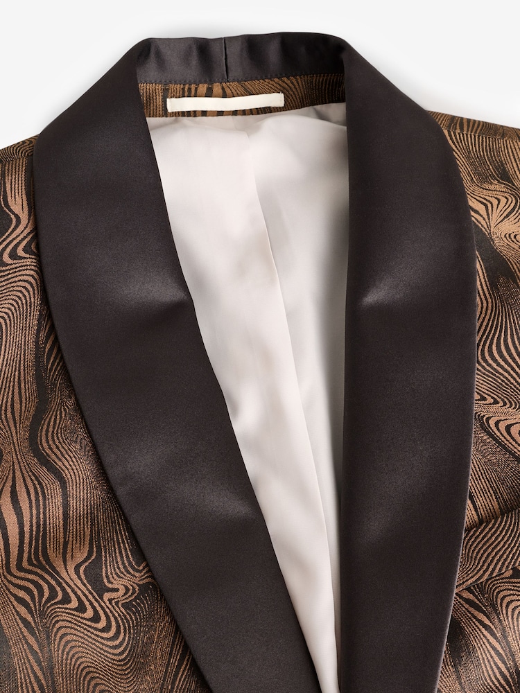 Noir - Slim Fit Or Jacquard Tuxedo Veste - Image 6 of 8