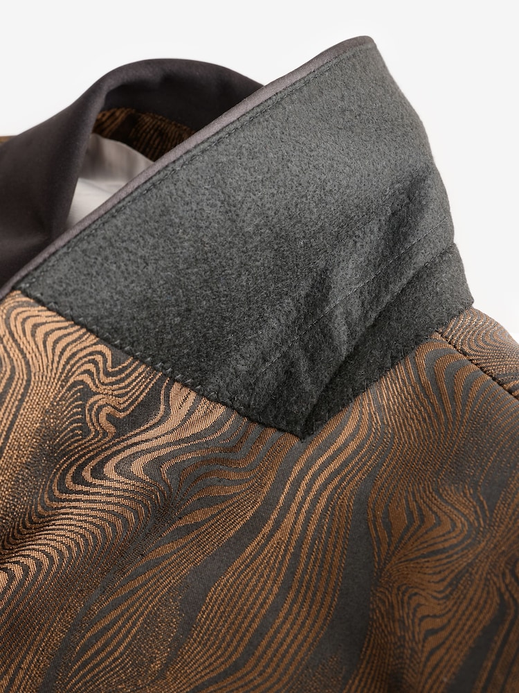 Black Slim Fit Gold Jacquard Tuxedo Suit Jacket - Image 8 of 8