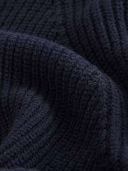 Navy Crew Neck Regular Fit Rib Texture Jumper with Wool - Image 7 of 7