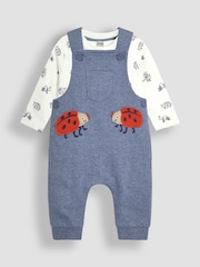 JoJo Maman Bébé Denim Appliqué Pocket Dungarees and Top Set - Image 1 of 6