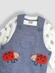 JoJo Maman Bébé Denim Appliqué Pocket Dungarees and Top Set - Image 6 of 6