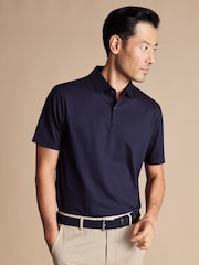 Charles Tyrwhitt Blue Cool Sorona Performance T-Shirt - Image 2 of 6