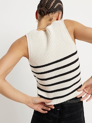 River Island Brown Dark Stripe Knitted Waistcoat - Image 2 of 6