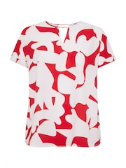Yours Curve Red Notch Neck Blouse - Image 5 of 5