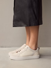 Neutral Wide Fit Forever Comfort® Leather Retro Lace-Up Trainers - Image 2 of 9