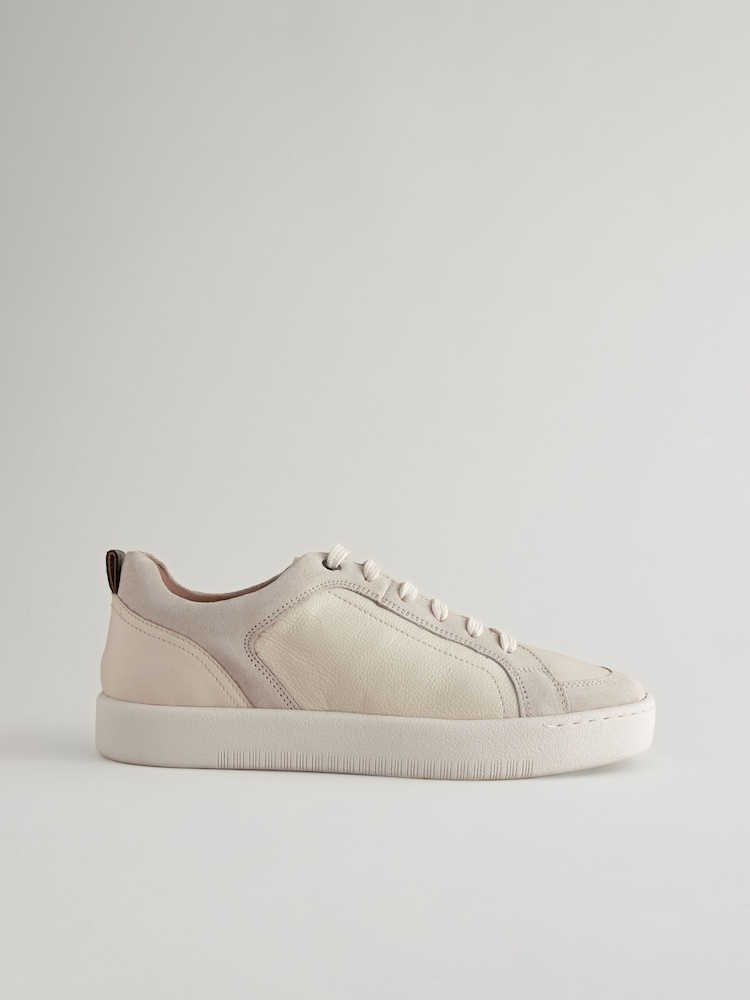 Neutral Wide Fit Forever Comfort® Leather Retro Lace-Up Trainers - Image 5 of 9