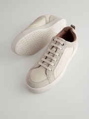 Neutral Wide Fit Forever Comfort® Leather Retro Lace-Up Trainers - Image 6 of 9