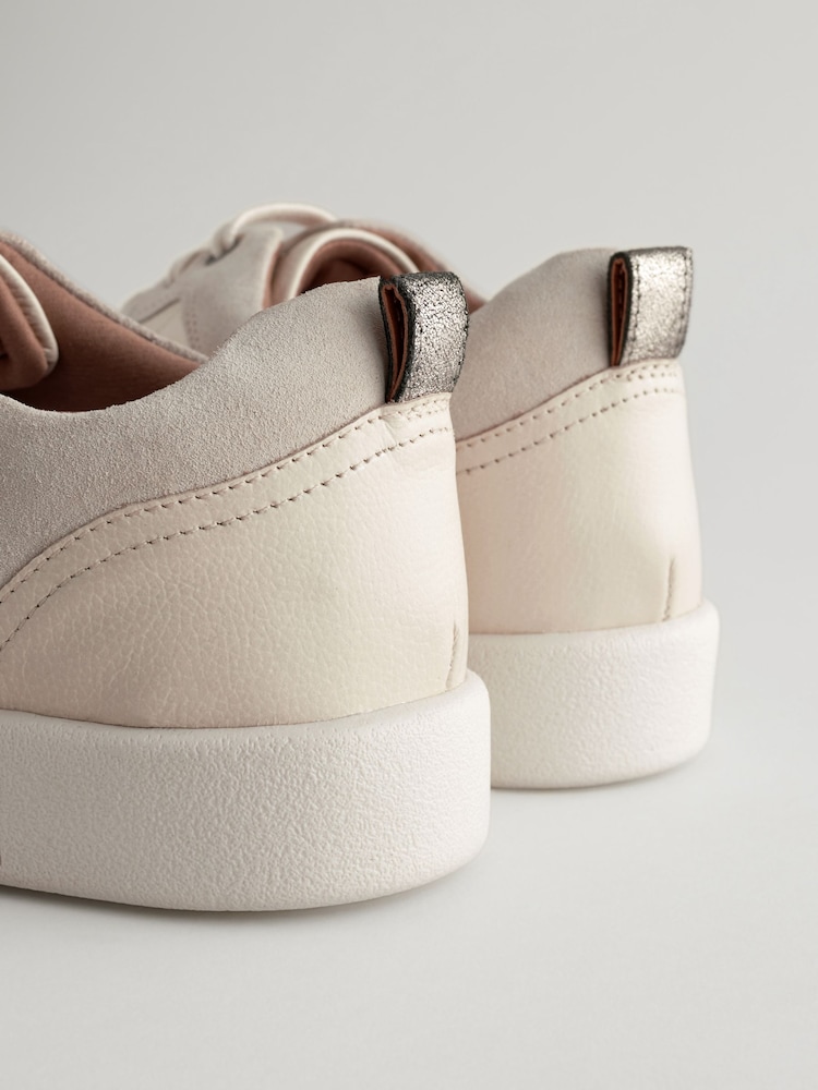 Neutral Wide Fit Forever Comfort® Leather Retro Lace-Up Trainers - Image 8 of 9