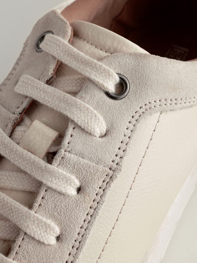 Neutral Wide Fit Forever Comfort® Leather Retro Lace-Up Trainers - Image 9 of 9