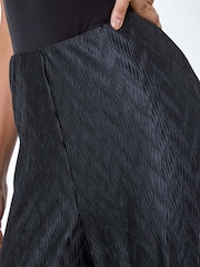 Dusk Black Plisse Wave Wide Leg Stretch Trousers - Image 5 of 5