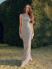 Ro&Zo One Shoulder Beaded Dress - Image 1 of 9