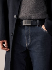Black/Brown Reversible Plaque Leather Belt - Image 1 of 8