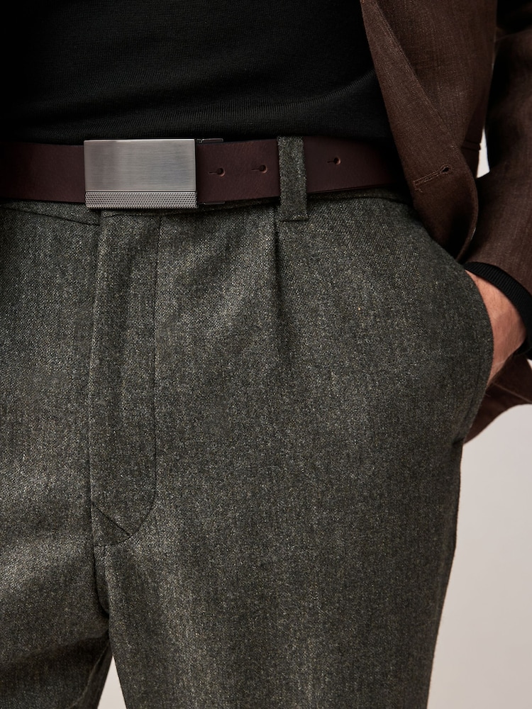 Black/Brown Reversible Plaque Leather Belt - Image 3 of 8