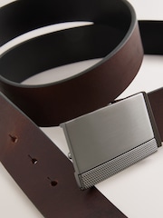 Black/Brown Reversible Plaque Leather Belt - Image 8 of 8