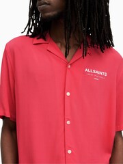 AllSaints Pink Underground Short Sleeve Shirt - Image 5 of 7