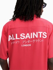 AllSaints Pink Underground Short Sleeve Shirt - Image 6 of 7