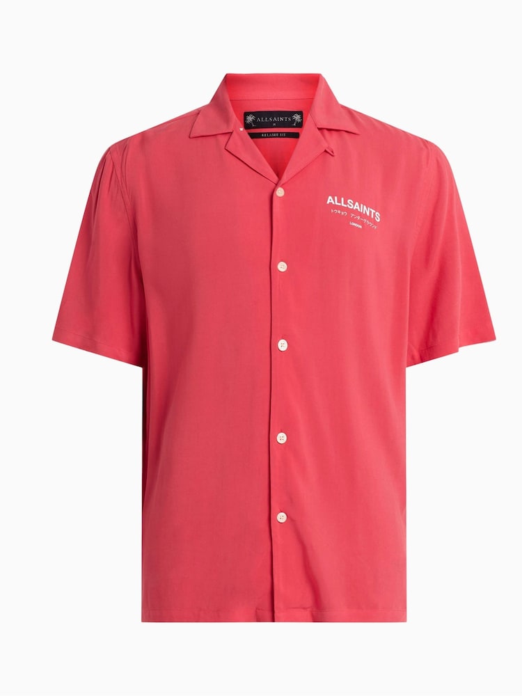 AllSaints Pink Underground Short Sleeve Shirt - Image 7 of 7