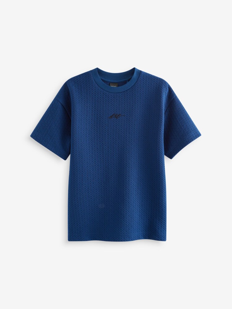 Cobalt Blue Relaxed Fit Short Sleeve Textured T-Shirt (3-16yrs) - Image 1 of 1