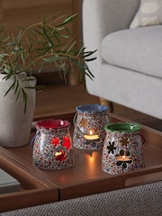 Set of 3 Pink Ceramic Floral Tea Light Holders - Image 2 of 5