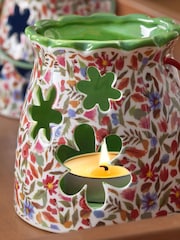 Set of 3 Pink Ceramic Floral Tea Light Holders - Image 3 of 5