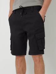 Threadbare Black Dobby Textured Cargo Shorts With Stretch - Image 4 of 4