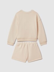 Reiss Ecru Odette 4-9 yrs Motif Sweatshirt and Shorts Set - Image 2 of 4