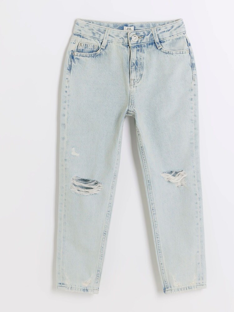 River Island Blue Mom Girls Light Wash Jeans - Image 1 of 3 River Island Blue Mom Girls Light Wash Jeans - Image 1 of 3