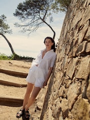 White 100% Cotton Co-ord Broderie Shorts - Image 2 of 7