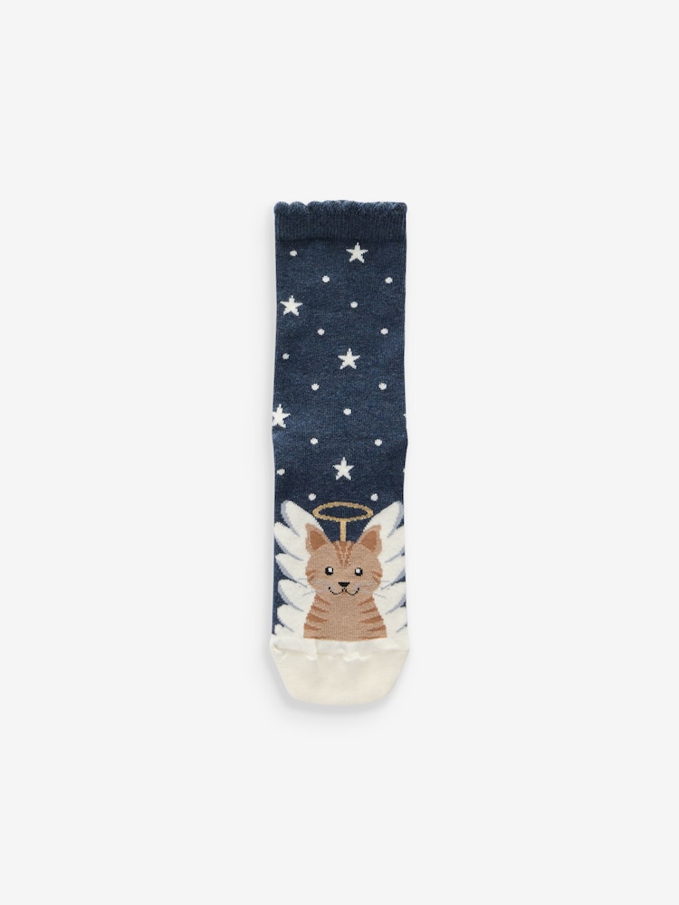 Nativity Cats Christmas Pattern Ankle Socks 4 Pack - Image 2 of 5 Nativity Cats Christmas Pattern Ankle Socks 4 Pack - Image 2 of 5