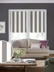 Laura Ashley Steel Grey Lille Stripe Made to Measure 100% Cotton Roman Blinds - Image 1 of 6