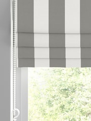 Laura Ashley Steel Grey Lille Stripe Made to Measure 100% Cotton Roman Blinds - Image 2 of 6