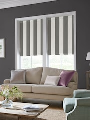 Laura Ashley Steel Grey Lille Stripe Made to Measure 100% Cotton Roman Blinds - Image 5 of 6