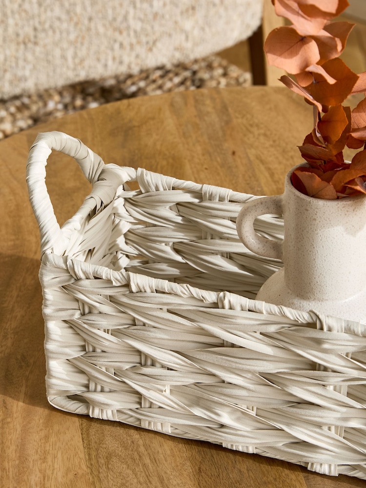 Cream Woven Plastic Slimline Tray - Image 2 of 3