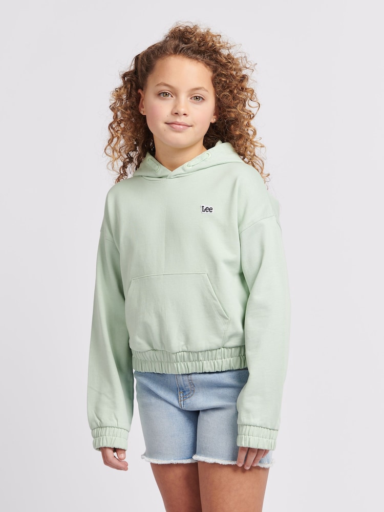 Lee Green Girls Regular Fit 100% Cotton Badge Hoodie - Image 1 of 8 Lee Green Girls Regular Fit 100% Cotton Badge Hoodie - Image 1 of 8