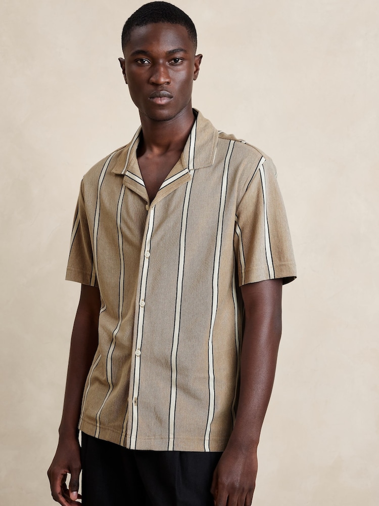 Banana Republic Brown Cotton Short Sleeve Pique Resort Shirt - Image 1 of 1