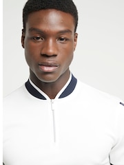 River Island White 100% Cotton Slim Fit Short Sleeve Contrast Baseball Polo Shirt - Image 3 of 6