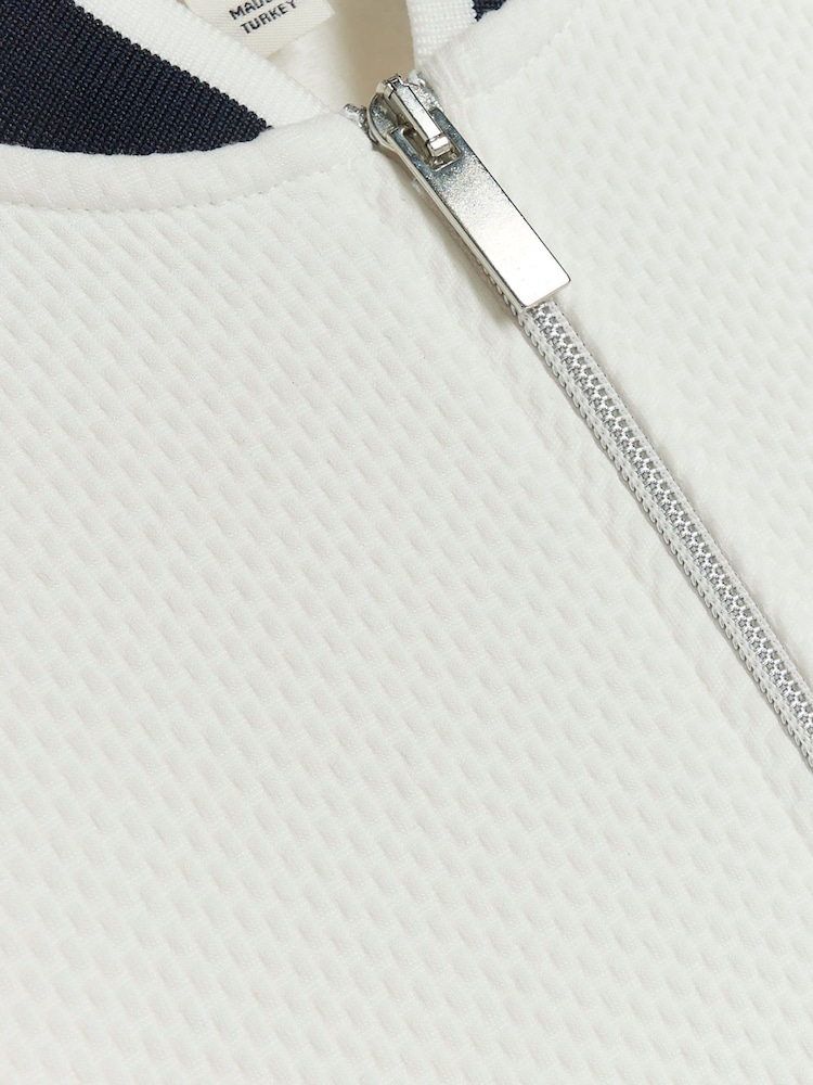 River Island White 100% Cotton Slim Fit Short Sleeve Contrast Baseball Polo Shirt - Image 6 of 6