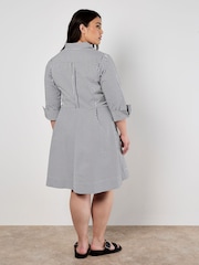Apricot Blue Tie Front Stripe Cotton Shirt Dress - Image 3 of 9