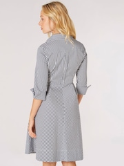 Apricot Blue Tie Front Stripe Cotton Shirt Dress - Image 5 of 9