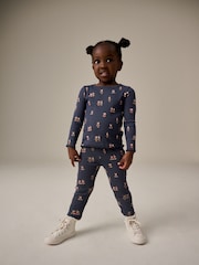 Navy Bunny Cotton Rich Long Sleeve Rib T-Shirt (3mths-7yrs) - Image 1 of 9