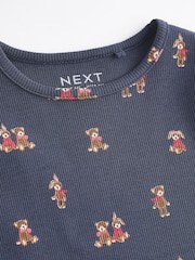 Navy Bunny Cotton Rich Long Sleeve Rib T-Shirt (3mths-7yrs) - Image 7 of 9