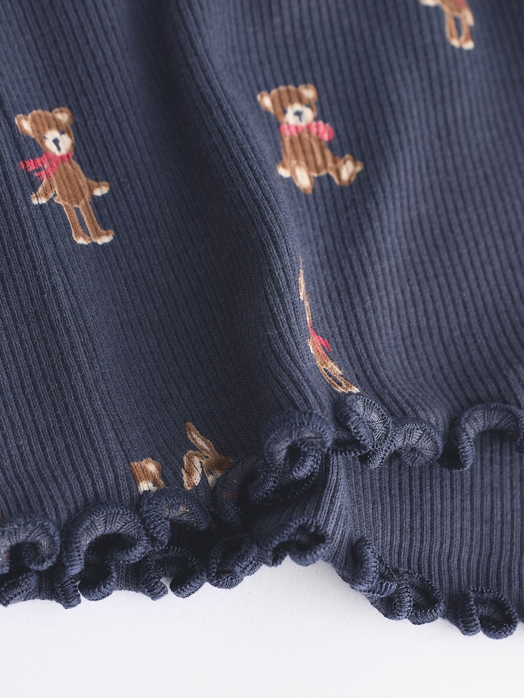 Navy Bunny Cotton Rich Long Sleeve Rib T-Shirt (3mths-7yrs) - Image 9 of 9
