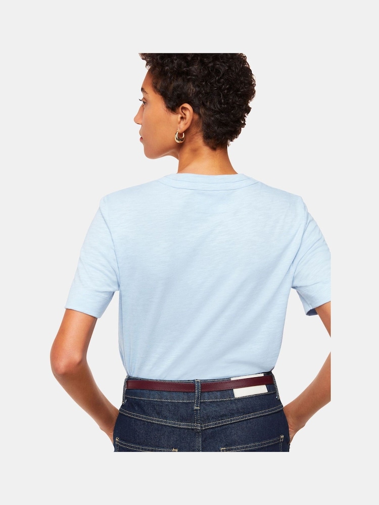 Whistles Blue 100% Cotton Rosa Double Trim T-Shirt - Image 2 of 5