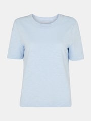 Whistles Blue 100% Cotton Rosa Double Trim T-Shirt - Image 5 of 5
