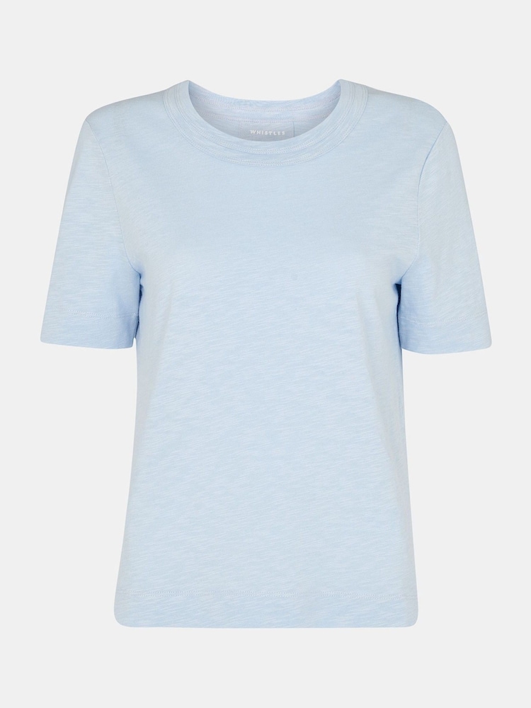 Whistles Blue 100% Cotton Rosa Double Trim T-Shirt - Image 5 of 5 Whistles Blue 100% Cotton Rosa Double Trim T-Shirt - Image 5 of 5