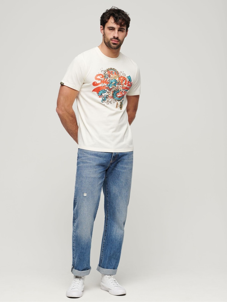 Superdry White 100% Cotton Tokyo Graphic T-Shirt - Image 2 of 3