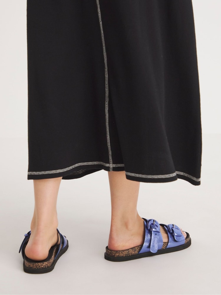 Simply Be Purple Wide Fit Double Buckle Footbed Flat Sandals - Image 4 of 4