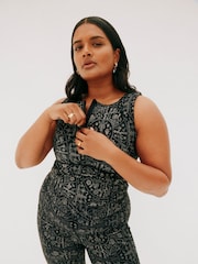 Never Fully Dressed Mono Map Print Zip Low Impact Sports Bra - Image 4 of 4