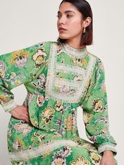 Monsoon Green Juliet Floral Dress - Image 3 of 5